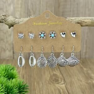 Silver and Turquoise Fashion Jewelry Earrings Set